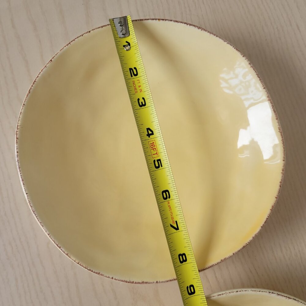 Crate&Barrel Lucca Yellow Stoneware Made In Italy Soup Salad Bowl 8.5 in Set 2 - Picture 15 of 16